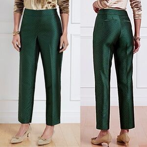 TALBOTS Slim Ankle Pants Jacquard Foulard Dot Slim Leg Side Zip Hits Mid Rise